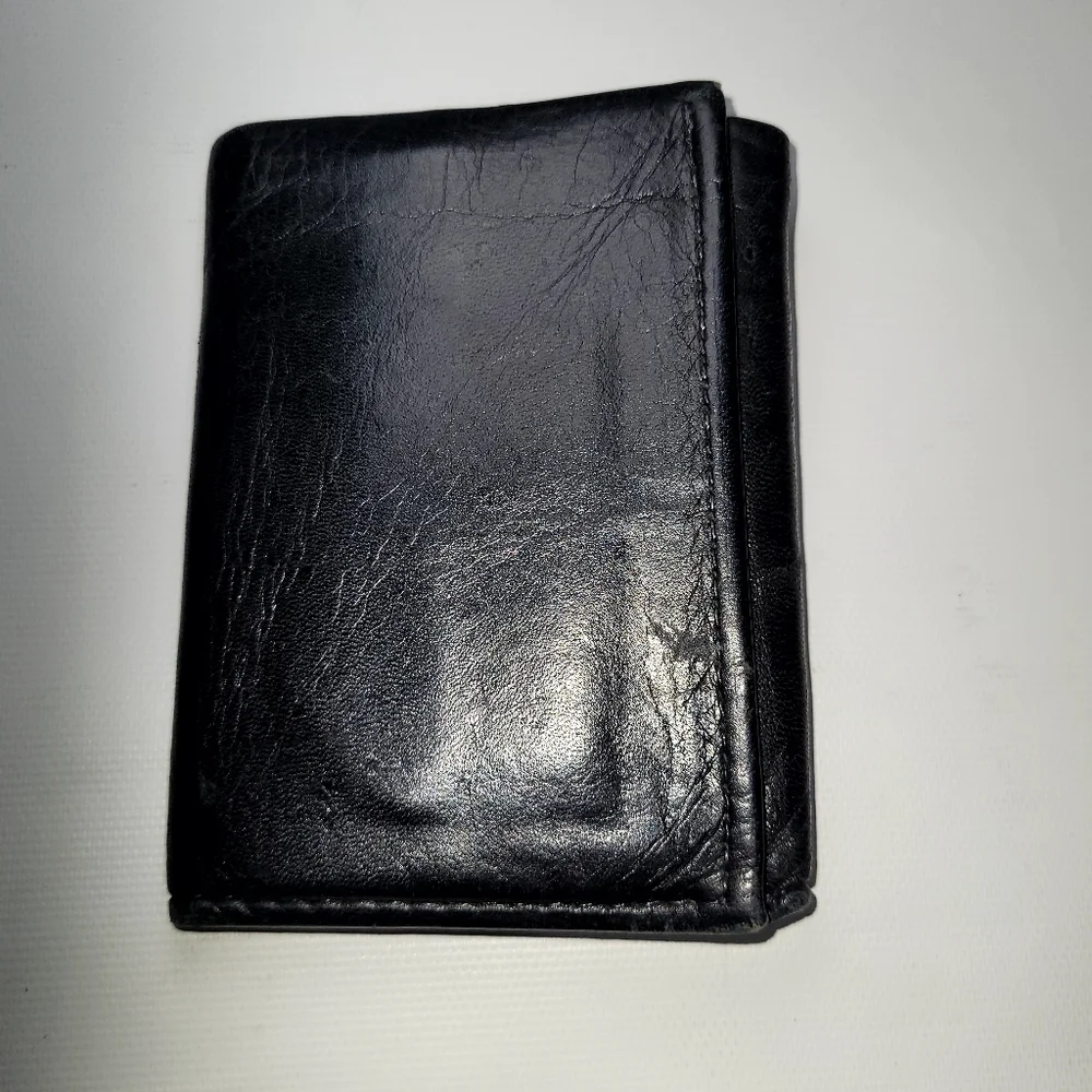ROLFS Mens Cowhide Trifold Black Wallet